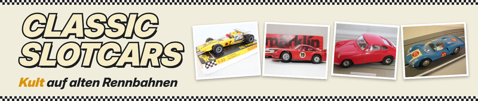 Classic Slotcars – Kult auf alten Rennbahnen: Fotos von Fleischmann, Märklin Sprint, Faller AMS und Faller Club Racing